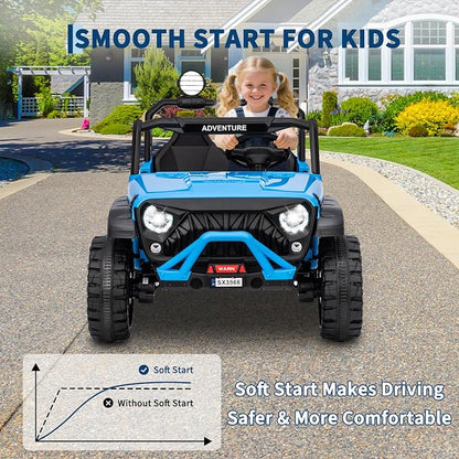 Garvee 24V Kids Electric Ride On Car with 4 x 45W Powerful Motors, Parent Remote Control & Manual Driving, Safety Speed 3-5 MPH, MP3 Player, Smooth Start, for Ages 3-8, Blue