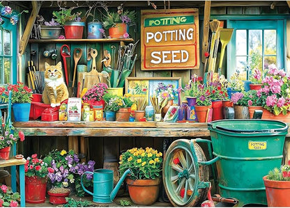 Puzzles for Adults 1000 Pieces, Garden Potting Station - Garden Shed Jigsaw Puzzle for Family Fun Decoration, Gifts, Party Game, Finished Size 27.5" x 19.7"