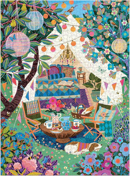 Galison Blooming Escape – 1000 Piece Jigsaw Puzzle Featuring Beautiful Artwork of A Luxurious Camp Scene