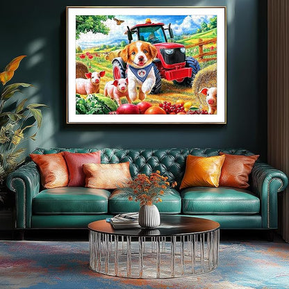 Farm Animals 500 Piece Puzzle for Adults Countryside Scenery with Cute Piglets,Red Tractor Fun Jigsaw Puzzles with Letters on Back for Seniors Challenging Adult Puzzle for Home Decor & Gift