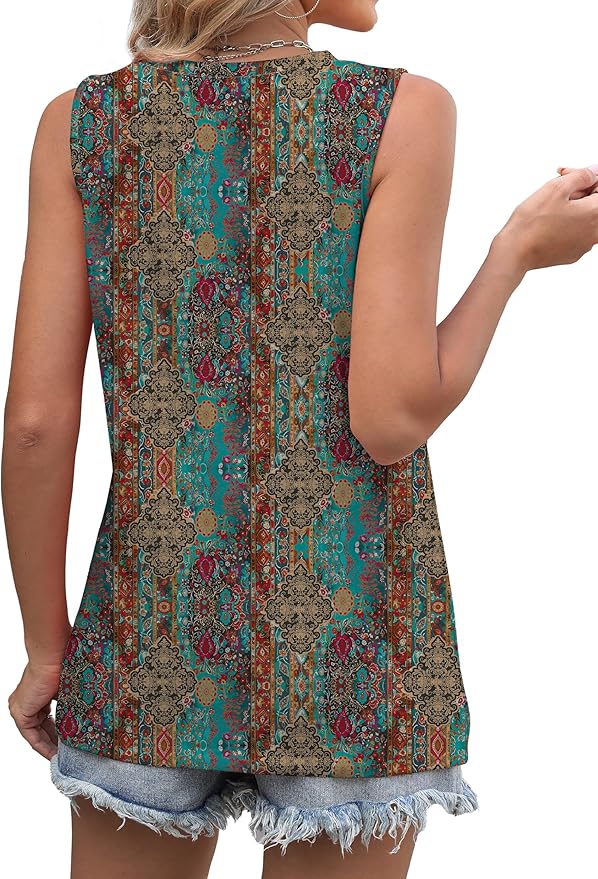 WIHOLL Women's Sleeveless Summer Crewneck Loose Fit Tank Tops