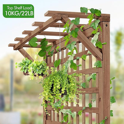 Yaheetech 72" H Garden Planter with Trellis for Vine Climbing Horticultural Plants, Outdoor Raised Box with Drainage Holes, Raised Garden Bed for Flowers, Dark Brown, 2pcs