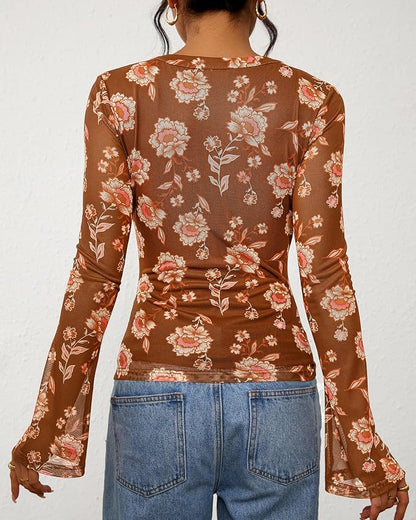 BTFBM Button Down Shirts for Women 2026 Fall Boho Tops V Neck Long Sleeve Blouses Ruched Mesh Fitted Fashion Clothing