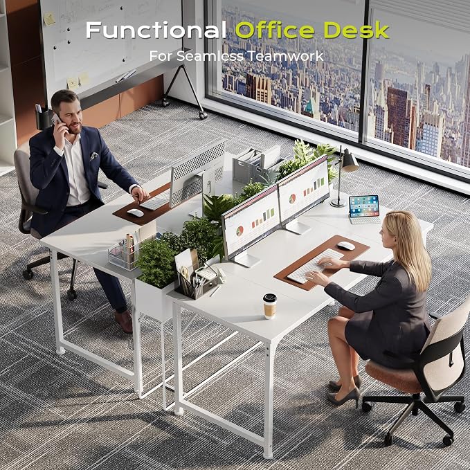 PRAISUN 47 Inch Computer Desk, Home Office Desk with Spacious Desktop, White