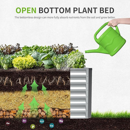 6X3X2ft (1 Pack) Galvanized Raised Garden Bed,Outdoor Courtyard Planter Box Metal Patio Kit Planting Bed for Vegetables Flowers Herb,The material is thickened and not prone to deformation or rust