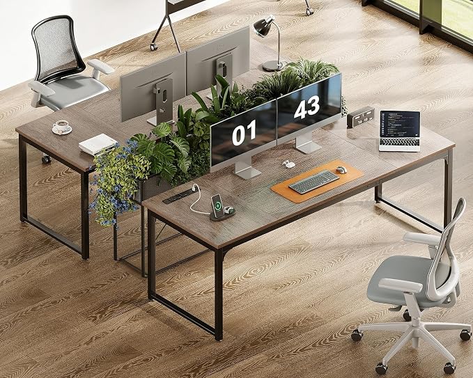 Coleshome 71 Inch Computer Desk with Power Outlet | Extra-long workspace • Fits dual monitors • Stable steel frame • Spacious legroom • Home office & gaming