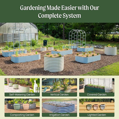 Vego garden Aluzinc Raised Garden Bed Kits, 17" Tall 6 in 1 Modular Metal Raised Planter Bed for Vegetables Flowers Patio Ground Planter Box, Sky Blue
