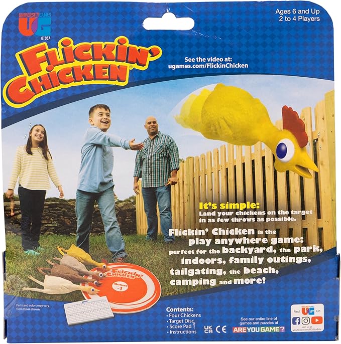University Games, Flickin Chicken Indoor Outdoor Target Toss Game, The Go Anywhere Game for 2 or More Players Ages 6 and Up