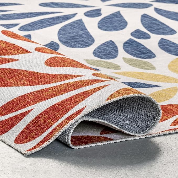 nuLOOM McEwen Bohemian Floral Machine Washable Ultra Thin Area Rug, 5' x 8', Multi