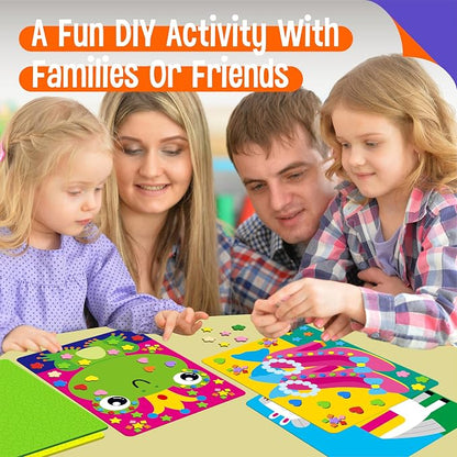 SpriteGru Foam Sticker Art Activity, 10 Princess & Castle Art Board with 1660 Foam Stickers in 10 Colors, Funny DIY Activity Creative Craft Kits Travel Game for Kids, Boys & Girls