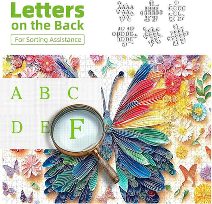 500 Piece Puzzle for Adult, Colorful Butterfly Paper Art Flower Butterfly Jigsaw Puzzles Challenging for Family Fun Party Game Gifts Decoration (20 x 20 Inch)
