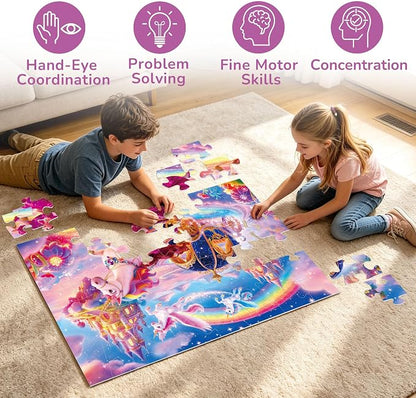 BenBen Floor Puzzles for Kids, 52 Piece Jumbo Mermaid Puzzle for Kids Ages 4-6, Large Jigsaw Puzzle for Toddlers 3-5, Mermaid Toys Birthday Gift for Girls Boys