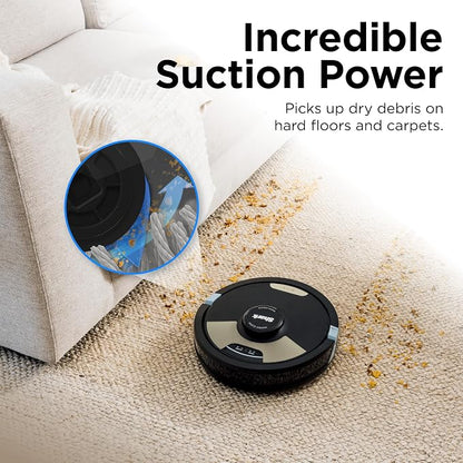 SharkMatrix Plus 2-in-1 Robot Vacuum & Mop, Black/Brass, AV2610WA | Sonic Mopping, Matrix Clean, CleanEdge, HEPA 60-Day Self-Empty Base, 360° LiDAR Mapping, Self-Cleaning Brushroll, Wi-Fi