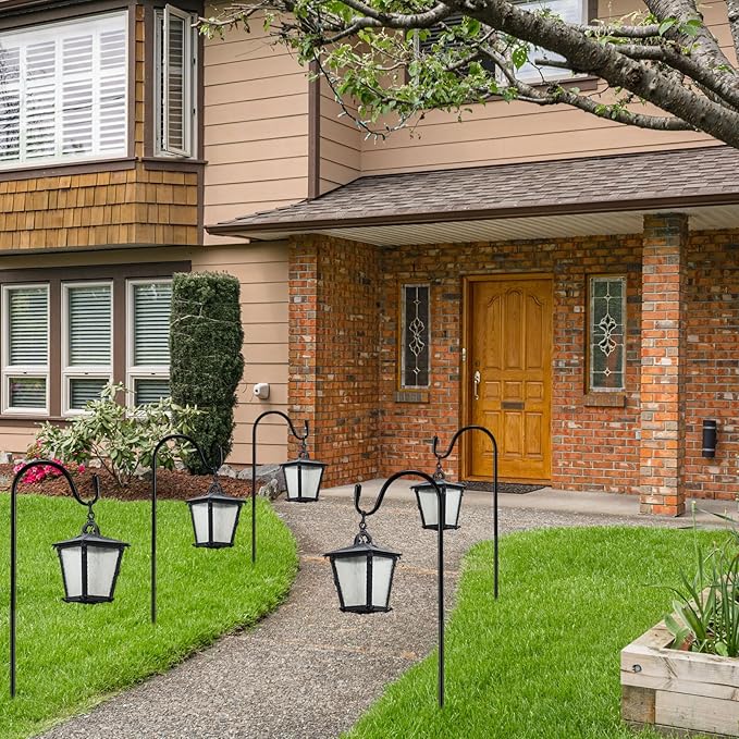 24 Pcs 24 Inch Shepherds Hook for Outdoor Adjustable Bird Feeder Pole Metal Steel Shepard Hooks for Hummingbird Stand Feeder Pole for Garden Plant, Lantern, Hanging Wedding Decor