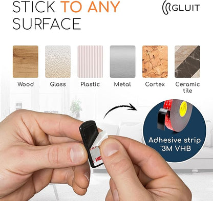 Cord Organizer for Desk, Nightstand Cable Holder, 5 Pack, Multislot, Black | GLUIT Adhesive Charger Organizer, Cable Management for Desk Car Office Home College Dorm Room Cable Clips for Cords