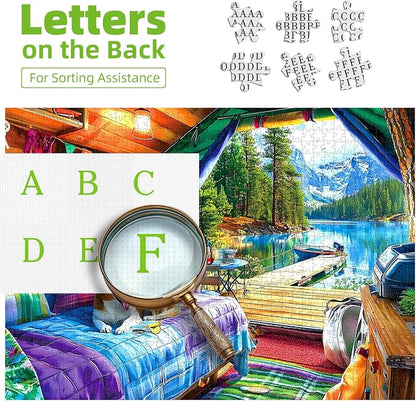 1000 Piece Jigsaw Puzzles for Adults, Camping Tent - Mountain Scenery, Impossible Hard Difficult Challenging Puzzles for 1000 Pieces, Gift for Adults Jigsaw Puzzles Lovers, 27.5 x 19.7 inch