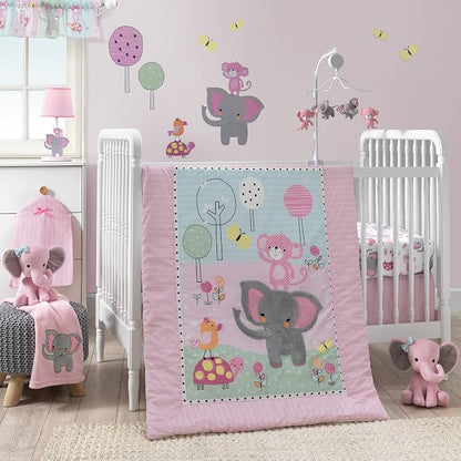 Bedtime Originals Twinkle Toes Pink Elephant Plush, Hazel, 1 Count (Pack of 2)