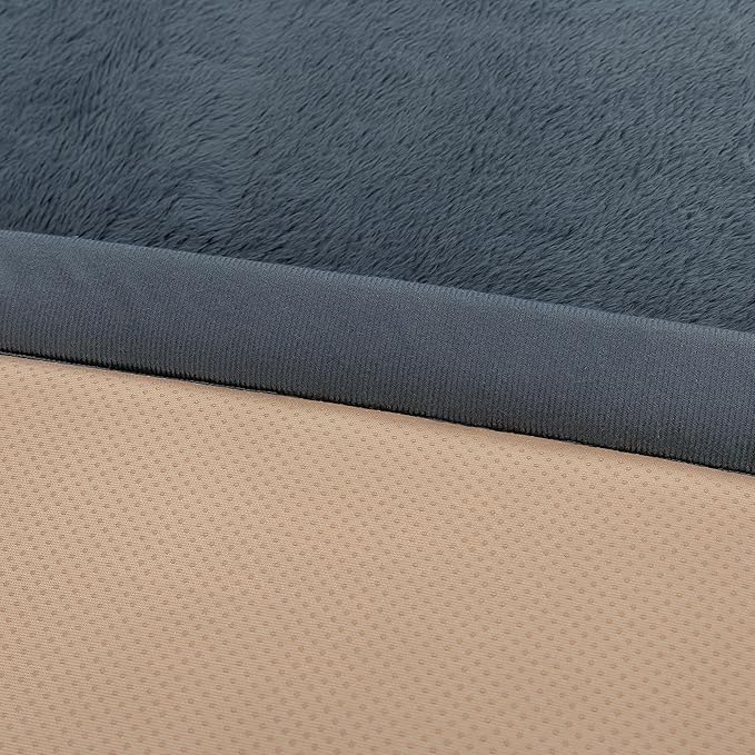 Faux Rabbit Fur Rug - 1.18" Thick Soft Fluffy Area Rug, Non-Slip Memory Foam Crawling Mat, Dark Gray, 59"x59"