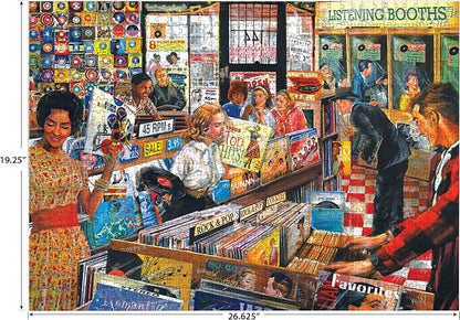 RoseArt - Back to The Past - Record Store - 1000 Piece Jigsaw Puzzle for Adults