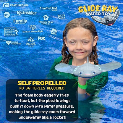 Swimming Pool Toys for Kids: Stingray Pool Torpedo Swim Toy - Self Propelled Water Toy Glides Underwater - Best Water Games & Outdoor Gifts for Boys & Girls - Diving Toys For Kids Ages 5 6 7 8 9 10 +