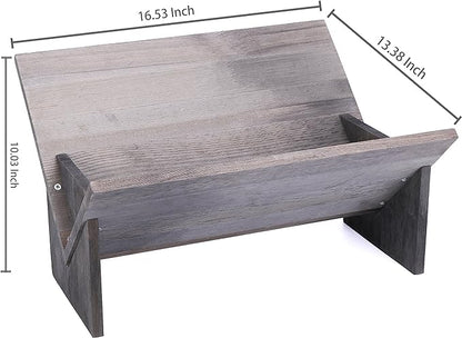 MyGift Rustic Barnwood Gray Desktop Bookcase with Tilted Design, Decorative Storage Organizer Display Bookshelf