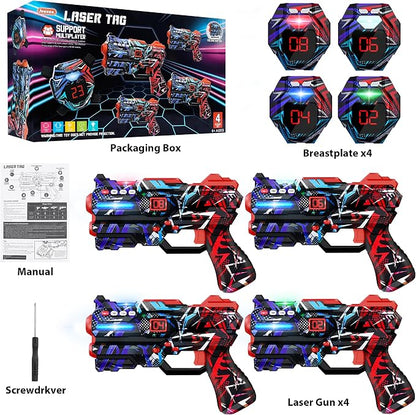 Laser Tag Guns Set of 4 Laser Tag Guns with Digital LED Score Display Vests,Gifts for Teens and Adults Boys & Girls,Adults and Family Fun,Gift for Kids Ages 8 9 10 11 12+Year Old Boy