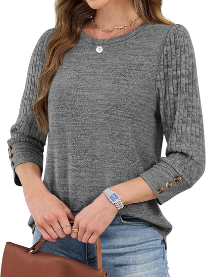 WIHOLL 3/4 Length Sleeve Womens Tops Sweaters Shirts Lightweight Spring Outfits 2026 Winter Clothing S-2XL
