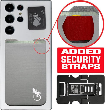Phone Wallet - Adhesive Card Holder - Cell Phone Pouch - Stick on Lycra Pocket by Gecko - Carry Credit Cards and Cash