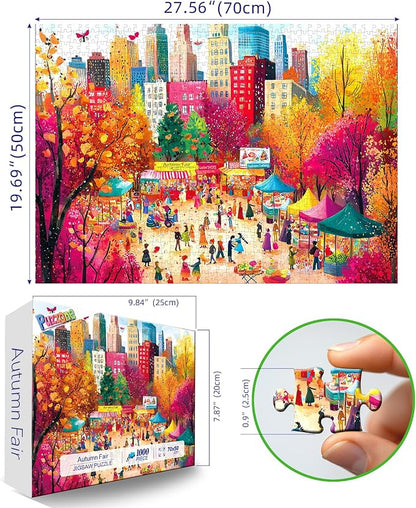 Puzzles for Adults 1000 Pieces, Autumn Market Impossible Hard Difficult Challenging Puzzles for Adults, Street View Jigsaw Puzzle for Family Games Gift, 27.5 x 19.7 inch