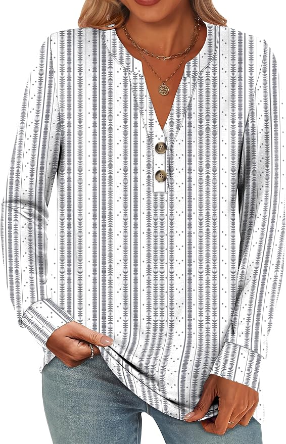 ANRABESS Women's Long Sleeve Shirts 2026 Spring Fashion Dressy Casual Tops Trendy Henley Blouses Cute Work Outfits Clothes