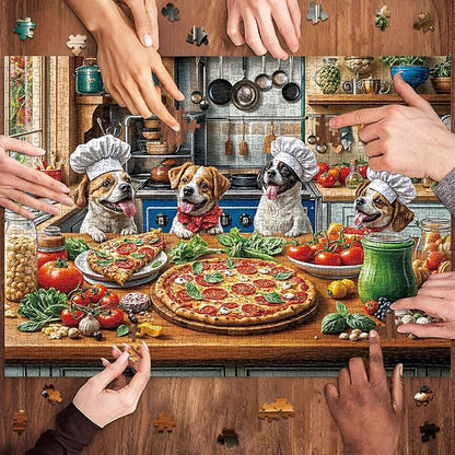 Funny Dog Pizza Jigsaw Puzzle, 1000 Piece Puzzle for Adults, Food Kitchen Puzzles, Animal Pet Lover Challenging Puzzles, Interlock Perfectly No Dust, Gifts for Mother's Father's Day