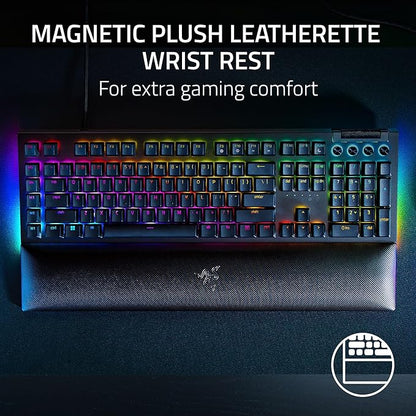 Razer BlackWidow V4 Mechanical Gaming Keyboard, Green Switches | Tactile & Clicky Switches, Chroma RGB, 6 Dedicated Macro Keys, Magnetic Wrist Rest, Doubleshot ABS Keycaps, Snap Tap