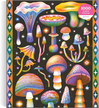 Galison Cosmic Mushrooms – 1000 Piece Jigsaw Puzzle Featuring Retro Inspired Illustration of Galactic Mushroom Artwork