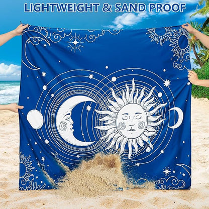 WIWIGO Beach Blanket Waterproof Sandproof Beach Mat 79" X 83"/10'x9'for 2-8 Adults Quick Drying Outdoor Picnic Mat Beach Accessories for Travel, Camping, Hiking