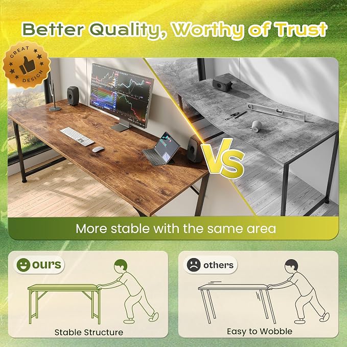 PRAISUN 40 Inch Computer Desk, Home Office Desk with Spacious Desktop, Rustic Brown