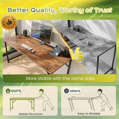 PRAISUN 40 Inch Computer Desk, Home Office Desk with Spacious Desktop, Rustic Brown