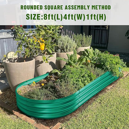 Land Guard 8×4×1 ft Green Raised Garden Bed, Garden Raised Bed, Above Ground Flower Bed for Vegetables, Flowers, Herbs（Green）…