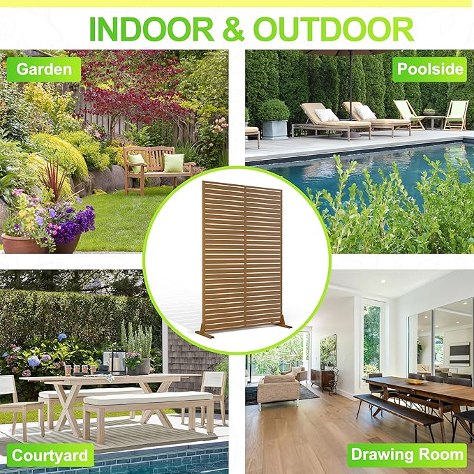 Outdoor Privacy Screen,72" H×47" W Metal Privacy Screen, Freestanding Privacy Fence Panels for Patio
