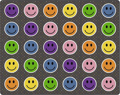 Flagship Carpets Smiley Seating (Seats 30) Classroom Area Rug or Educational Learning Mat, Kids Room or Playroom Carpet, 10'6" x 13'2", Gray/Multi