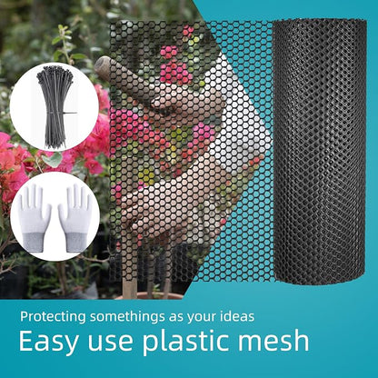 Pet & Garden Safeguard - 15.7IN x 32.8FT Roll - Black Plastic Netting, Multi-Use Decorative Fencing for Poultry, Dogs, Rabbits,Chicken and Snake Barrier