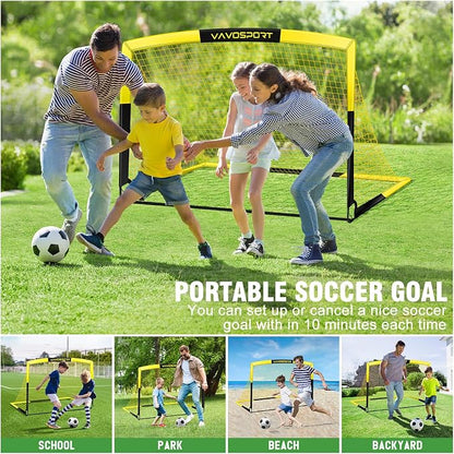 Kids Soccer Goals for Backyard Set - 2 of 4' x 3' Portable Soccer Goal Training Equipment, Pop Up Toddler Soccer Net with Soccer Ball, Soccer Set for Kids and Youth Outdoor Games, Sports, Play