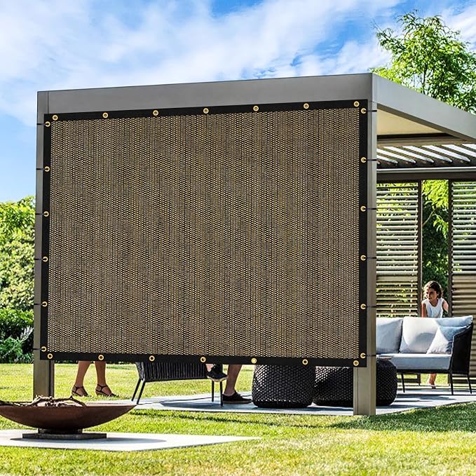 Artpuch Outdoor Pergola Shade Cover 8x21 FT Sun Shade Cloth with Grommets Mocha 90% UV Protection Canopy Patio Privacy Screen (Customized Available)