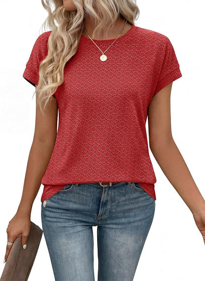 Alaroo Womens Summer Tops Short Sleeve Shirts Crew Neck Tshirt Cute Trendy Tunic Blouses (S-3XL)