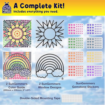 SunGemmers Window Gem Art Suncatcher Kits - Summer Crafts for Kids, Fun 5 Year Old Girl Birthday Gift, Fun Gifts for 8 Year Old Girls, Crafts for Kids Ages 4-10, Diamond Art Kit for Boys & Girls 6-12