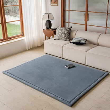 Faux Rabbit Fur Rug - 1.18" Thick Soft Fluffy Area Rug, Non-Slip Memory Foam Crawling Mat, Dark Gray, 59"x59"
