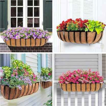 Y&M 36" Coco Liner for Window Box Deck Basket Planter Trough Coconut Fiber Liners, 2pcs Trough Coco Liner Pre-Formed Replacement
