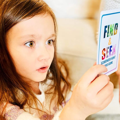 Hapinest Find and Seek Scavenger Hunt Card Game, Indoor Outdoor Activities for Kids Toddler & Family, Beach Camping Travel Car Games for Road Trips, Kids Scavenger Hunt Game Age 3 4 5 6 Years Old & Up