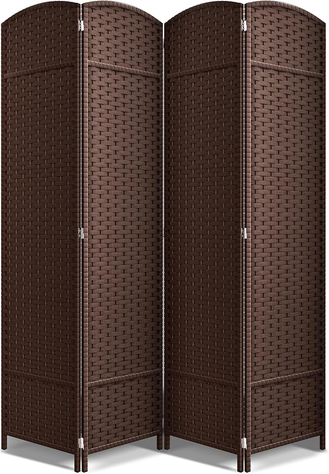 Sorbus 4 Panel Room Divider 6 ft. Tall - Privacy Screen, Extra Wide Double Hinged Panels, Mesh Hand-Woven Design, Partition Room Dividers and Folding Privacy Screens, Wall Divider for Room Separation