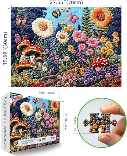 Puzzles for Adults 1000 Pieces, Vintage Wildflowers Jigsaw Puzzles Impossible Hard Difficult Challenging Puzzle, Flowers Puzzle for Family Games Gift, 27.5 x 19.7 Inch