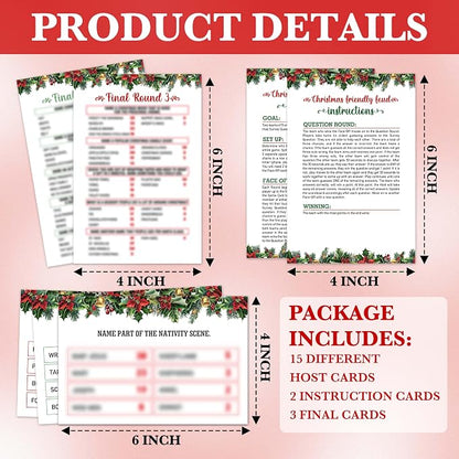 Christmas Games For Families, Christmas Friendly Feud Game, Holiday Games For Adults Large Group Party, Christmas Party Games, Christmas Trivia Card Games - a003